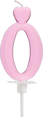 Immagine prodotto di Candela con numero rosa a forma di cuore 0 per torte, altezza 6,5 cm