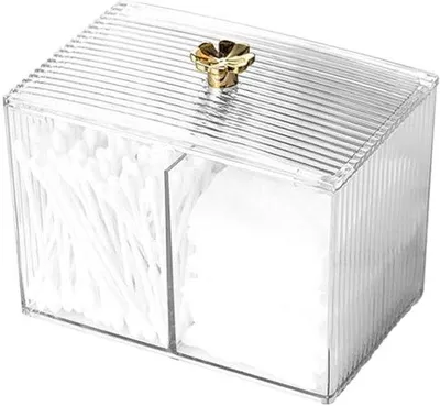 Produktbild von Halter und Wattenstäbchen-Dispenser - Transparenter Organizer mit Deckel für Friseuraccessoires