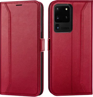 Produktbild von Handyhülle für Samsung Galaxy S20 Ultra Hülle Flip Case klappbare Tasche Schutzhülle, Rot
