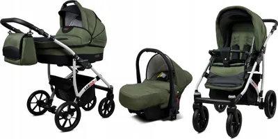 Obrázok produktu pre BabyLux® Largo | Kočík 3v1 Set | Olive Black | Kombi kočík | Kočíková súprava | Kočík