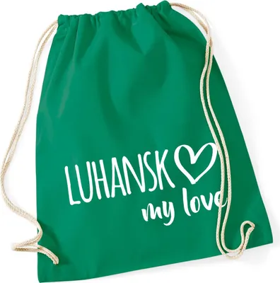 Produktbild von Huuraa Turnbeutel Luhansk my love 12 Liter Kelly Green Baumwolle Rucksack Geschenkidee
