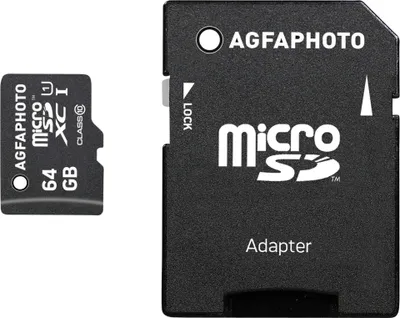 Produktbild von AgfaPhoto, Flash Speicherkarte (microSDXC an SD-Adapter inbegriffen)  ,64 GB, microSDXC UHS-I 646548