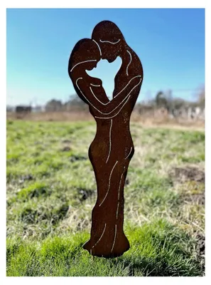 Produktbild von Liebespaar Gartenstecker 90x27cm Edelrost Gartendeko Rostfigur Paar Liebe Hochzeit
