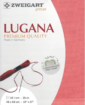 Produktbild von Zählstoff LUGANA Zweigart Precut 25 ct. 3835 Farbe 4018 Koralle, Handarbeitsstoff für Stickerei 48x68 cm