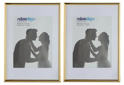 Fotolisten A4 Set 2er-Pack Gold mit Passepartout 15x20 cm