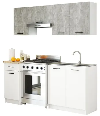 Immagine prodotto di Cucina lineare da 180 cm con piano di lavoro, 7 ante e 1 cassetto. Cucina componibile, 5 elementi