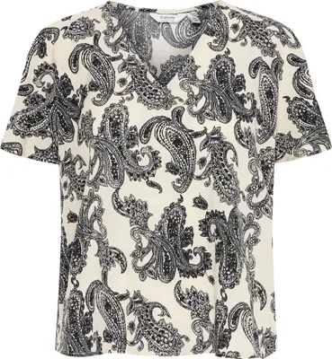 Produktbild von b.young BYHAISLEY Damen Bluse Shirt Blusenshirt gemustert mit V-Ausschnitt Kurzarm Loose fit