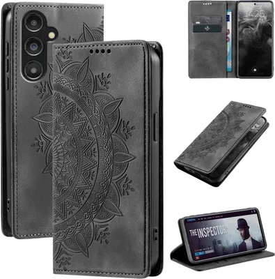 Produktbild von Mandala Handyhülle für Samsung Galaxy S25 RFID Schutz Klapphülle Case Cover Design Schutzhülle Farbe: Schwarz