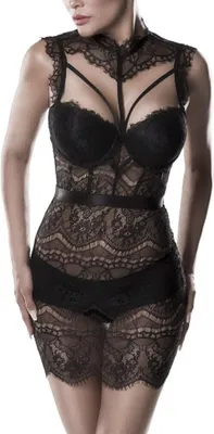 Immagine prodotto di vestaglia in pizzo nero 15310 - XL
