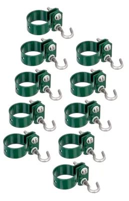 Image de Alberts 859183 Collier de serrage pour la fixation bilatérale de barres de tension en treillis, Ø du collier : 38 mm, galvanisé, revêtement plastique vert, Ø du collier 38 mm, jeu de 10 colliers