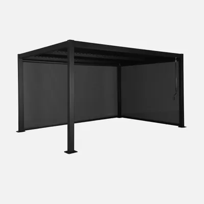 Produktbild von sweeek - Pergola mit Lamellendach Palace 3x4m mit Markise 3m + Markise 4m - Schwarz
