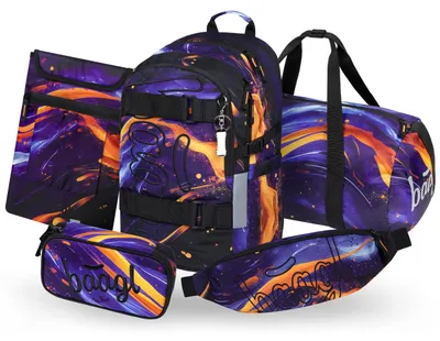 Produktbild von Baagl Schulrucksack Set Jungen 5 Teilig Skateboard Rucksack 25 l - Vibe