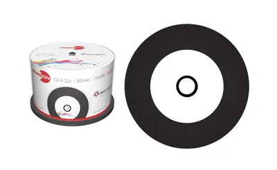 Produktbild von CD-R 80Min/700MB/52x Cakebox (50 Disc) black-vinyl-disc, Inkjet Printable Surface