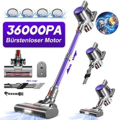 Produktbild von Portreen Akku Staubsauger, 500W/36000Pa Staubsauger kabellos mit HEPAx4,50 Min, kabelloser Staubsauger,Anti-Tangle-Staubsauger