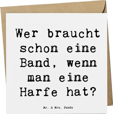 Produktbild von Mr. & Mrs. Panda Grußkarte Spruch Harfenzauber - Weiß - Geschenk, Musikinstrument, Musik, anlasskarte, doppelkarte, Instrument lernen, himmlisch, Klappkarte, faltkarte