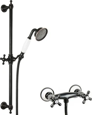 Produktbild von PaulGurkes schwarzes Duschset Retro Armatur schwarz Aufputz Zweigriffmischer