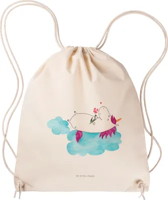 Produktbild von Mr. & Mrs. Panda Jutebeutel Einhorn Verliebt - Transparent - Geschenk, Freundin, Liebe, Rucksackbeutel, gym rucksack, kordelzugbeutel, Unicorn, Wolke, leichter, Beutel