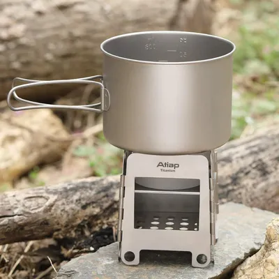 Image de Petit four à bois pliable, en titane, portable, pour activités de plein air