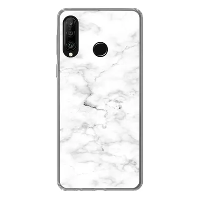 Produktbild von MuchoWow® Handyhülle Schutzhülle Hülle für Huawei P30 Lite Marmor - Weiß - Grau Silikon Softcase Handy Hülle - Handyhülle