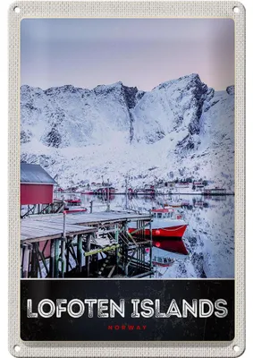 Produktbild von Blechschild Reise 20x30cm Lofoten Island Norwegen Winter Schnee