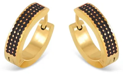 Produktbild von CO88 Collection 8CE-70500 Stalen Oorringen met Emaille - Zwart - 16x4mm - Staal - Goudkleurig