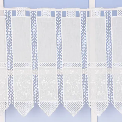 Produktbild von Scheibengardine bestickt Meterware Leinenstruktur Voile Blumenranke n