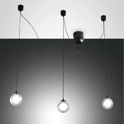Produktbild von Fabas Luce LED Pendellampe Blog aus Metall Schwarz Rund 3-flammig