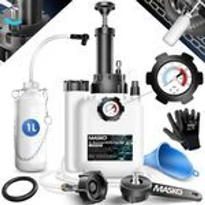 Produktbild von MASKO® Bremsenentlüftungsgerät Bremsentlüfter 3L Auto Scheibenbremsen & Trommelbremsen Bremsflüssigkeits-Wechselgerät + 1L Absaugbehälter, E20 Adapter