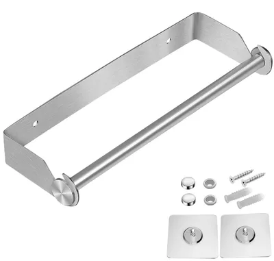 Papierrollenhalter aus Edelstahl, selbstklebend, 27 cm, silber