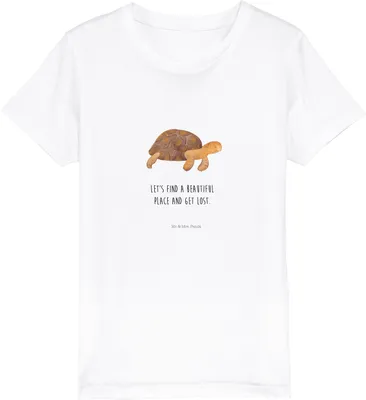 Produktbild von Mr. & Mrs. Panda Kleinkinder T-Shirt Schildkröte Marschieren 12-14 Jahre (152/164) - Weiß - Geschenk, Kindershirt, Öko Kinder, Motivation, Schildkröten, Teenager, für
