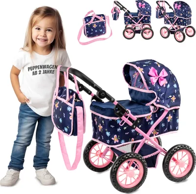 Produktbild von Kinderplay Puppenwagen ab 2 Jahre, Kinderwagen Puppen - Leichte und Stabile Konstruktion, Kinderpuppenwagen ab 3 Jahre, Spielzeug Draussen, KP0261I