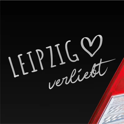 Produktbild von Auto Aufkleber Leipzig verliebt Herz Stadt Heimat Liebe Car 19x8 cm Silber Sticker Heckscheibenaufkleber