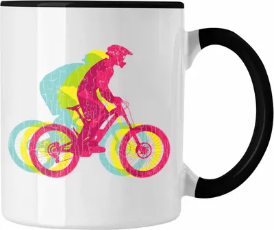 Produktbild von Trendation - Moutainbike Geschenk Tasse Mountainbiker Geschenkidee Kinder Kaffeetasse Männer Accessories Grafik MTB Fun (Schwarz)