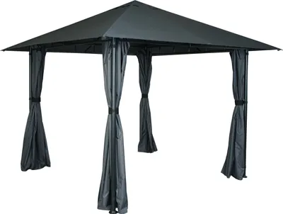 Produktbild von Pergola MCW-J63, Garten Pavillon Terrassenüberdachung mit Seitenwand 3x3m  anthrazit