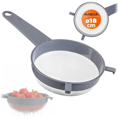 Produktbild von KADAX Küchensieb ø 18 cm aus Kunststoff, Feinsieb zum Sieben von Mehl, Puderzucker & Backzutaten, feinmaschiges Reissieb, kleines Puderzuckersieb, Plastiksieb