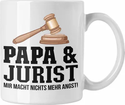 Produktbild von Trendation - Papa und Jurist Tasse Geschenkidee Vater für Jura Juristen Geburtstag Vatertag Spruch Geschenkidee (Weiß)