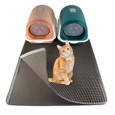 Produktbild von LINUMA® Katzenklo XXL Matte 90x76cm Grau, Katzenklo Matte, Katzenstreu Matte, Katzenmatte Katzenklo, Matte Katzenklo Unterleger, Katzenstreumatte, Mat