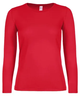 Productafbeelding van B&C - "#E150" T-shirt voor dames, lange mouwen, model LT1898 (maat XS) (rood)