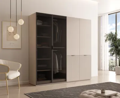 Produktbild von Masseno Drehtürenschrank ATELIO 202/200/51 cm Modern Kleiderschrank 4-türig Kaschmir