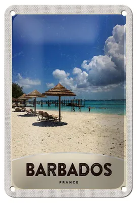 Produktbild von Blechschild Reise 12x18cm Barbados Insel Frankreich Meer Strand Schild