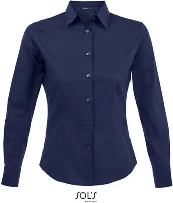 Produktbild von SOL'S Damen Bluse Oberteil Kragen Langarm Stretch Business tailliert, Größe:M, Farbe:Dark Blue