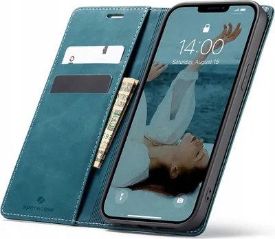 Obrázek produktu pro Pouzdro s klopou na telefon SPACECASE Wallet pro iPhone 13 Pro Max Modrá