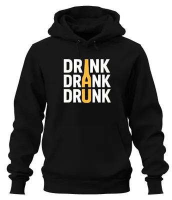 Produktbild von DRINK DRANK DRUNK bierflasche party saufen kneipe Hoodie Kapuzenpullover, Schwarz, XL
