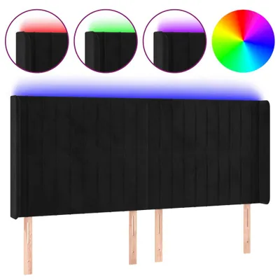 Produktbild von vidaXL LED Kopfteil Schwarz 183x16x118/128 cm Samt