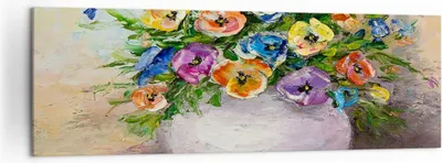 Produktbild von Bild auf Leinwand - Leinwandbild - Blumen Blumenstrauß Vase bunt - 160x50cm - Wand Bild - Wanddeko - Leinwanddruck - Bilder - Kunstdruck - Wanddekoration - Leinwand bilder - Wandkunst - AB160x50-2915