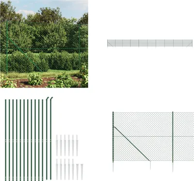 Image de vidaXL Clôture grillagée avec douilles de sol Vert 1,6x25 m - Clôture grillagée - Grillage - Clôture de jardin
