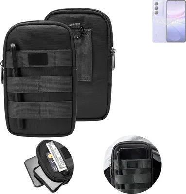 Produktbild von K-S-Trade Holster Gürtel Tasche kompatibel mit Vivo V40 SE 5G Handy Tasche Schutz Hülle dunkel-grau viele Fächer, 1x