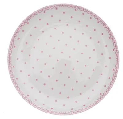 Produktbild von Tom, flacher Teller, 26 cm, rosa Punkte, tschechisches Porzellan, Thun 1794