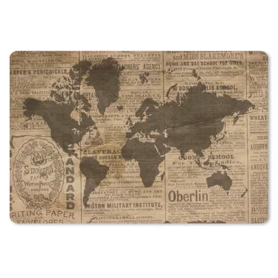 Produktbild von MuchoWow® Schreibtischunterlage Weltkarte - Retro - Zeitung 60x40 cm - XXL Mauspad - Großes Mauspad