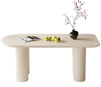 Obrázek produktu pro Bílý jídelní stůl se sloupoformými nohami, rozměry 180 cm, pro 6-8 osob, minimalistický, moderní design